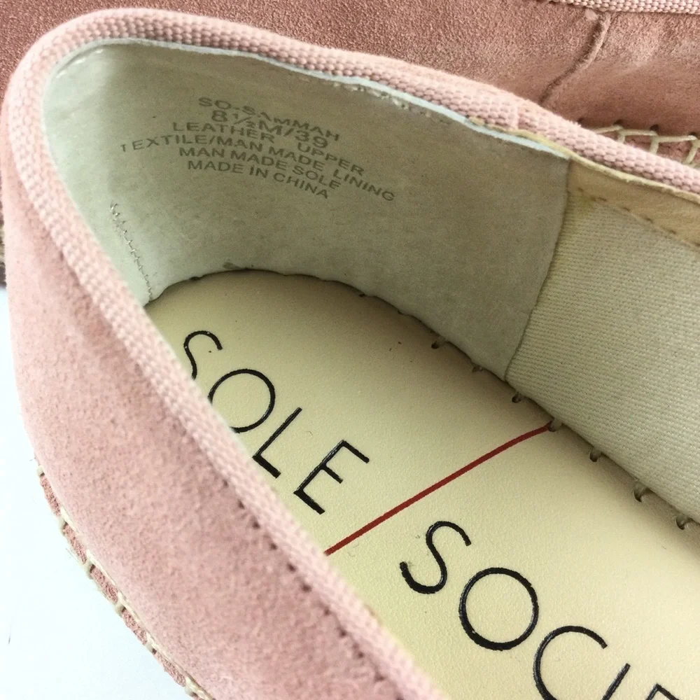 SOLE SOCIETY New Sammah Suede Espadrille Slip-On Loafer Pink Sz 8.5